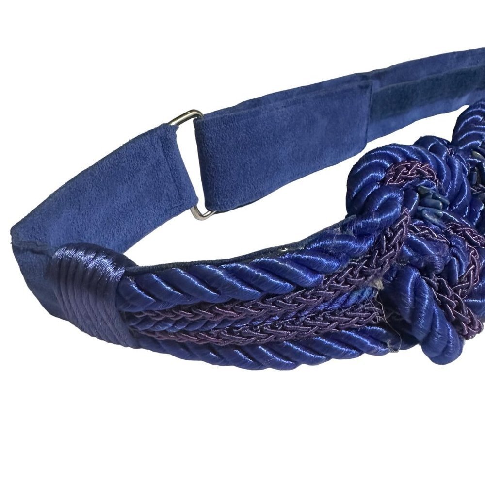 Vintage Bellissimo Royal Blue Braided Stone Women’s Belt - Picture 4 of 11